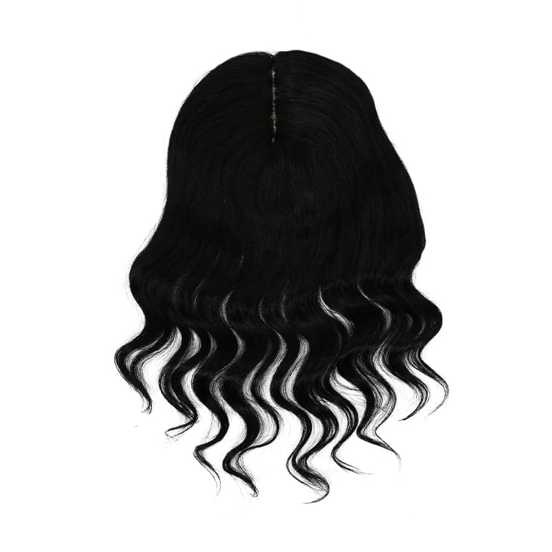 Susan ︳Wavy Human Hair Topper For Thinning Crown 10*12cm Silk Base Jet Black E-LITCHI