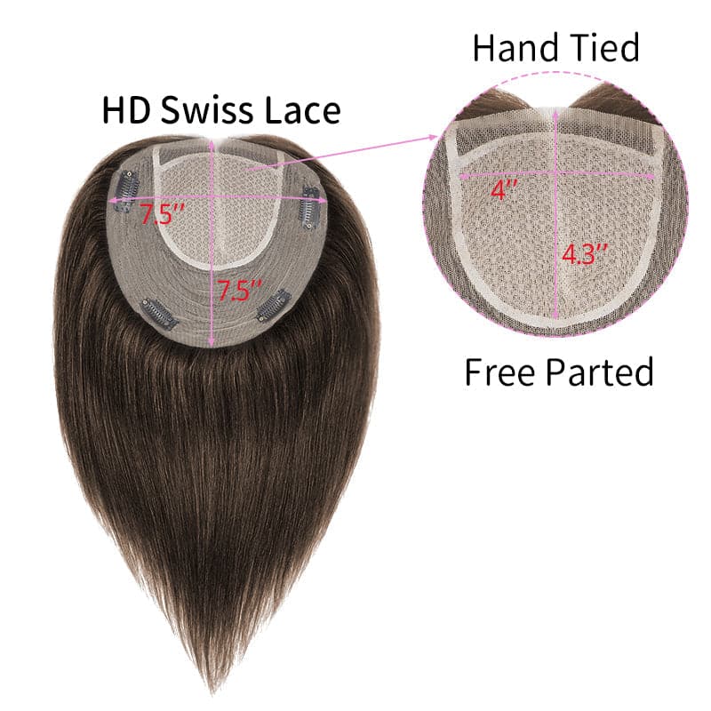 Lace Human Hair Topper 19*19cm Base For Hair Loss Black Brown Blonde All Shades