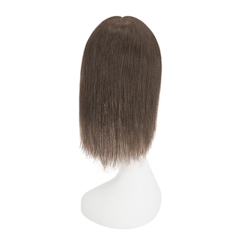 Dark Brown Human Hair Topper With Bangs For Women Thinning Crown 7*13cm Base E-LITCHI Hair