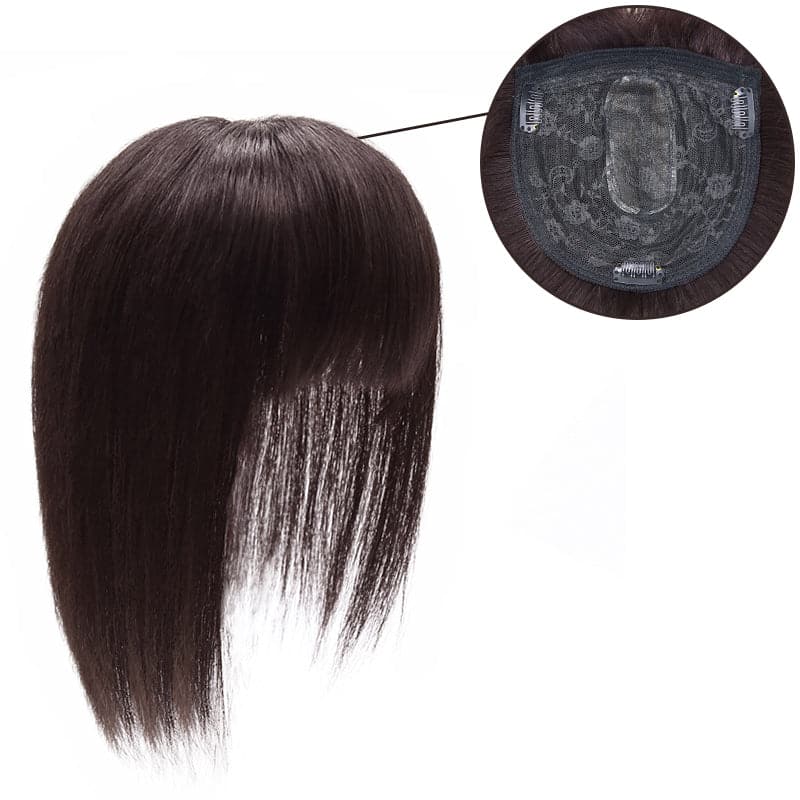 human hair topper with bangs