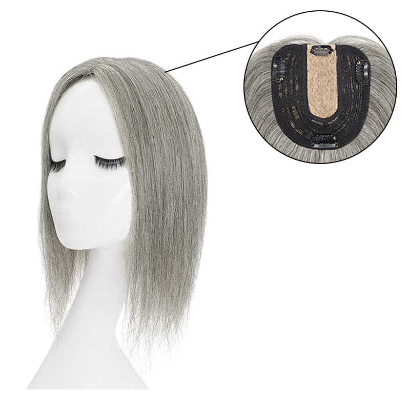 salt and pepper human hair topper