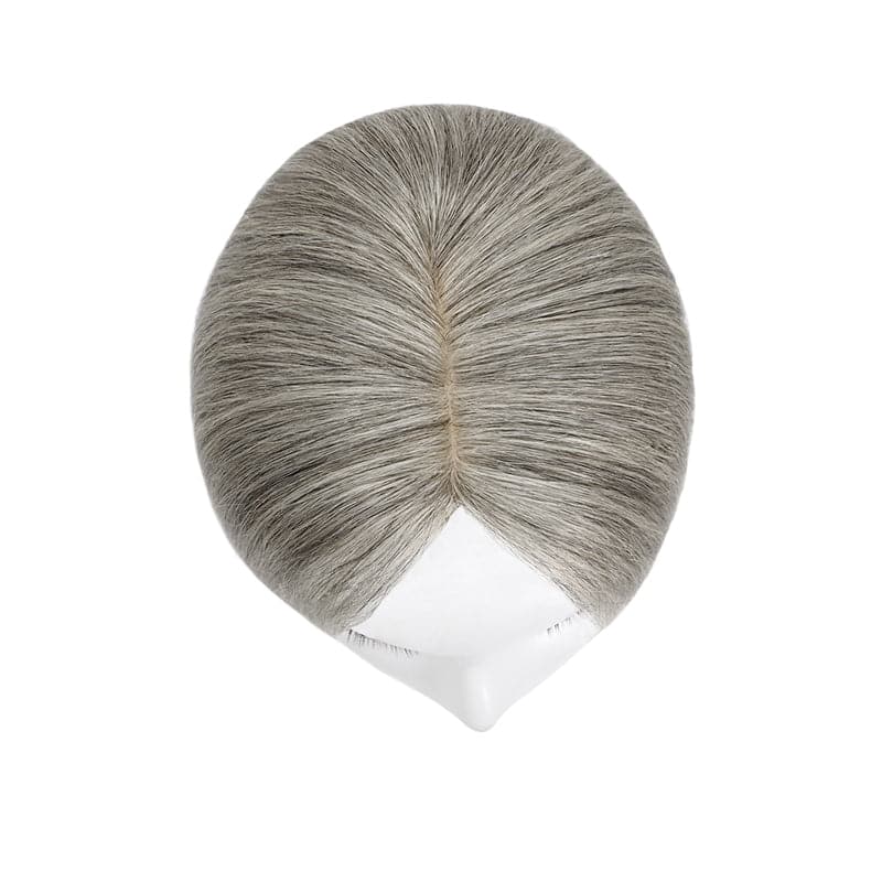 salt and pepper human hair topper