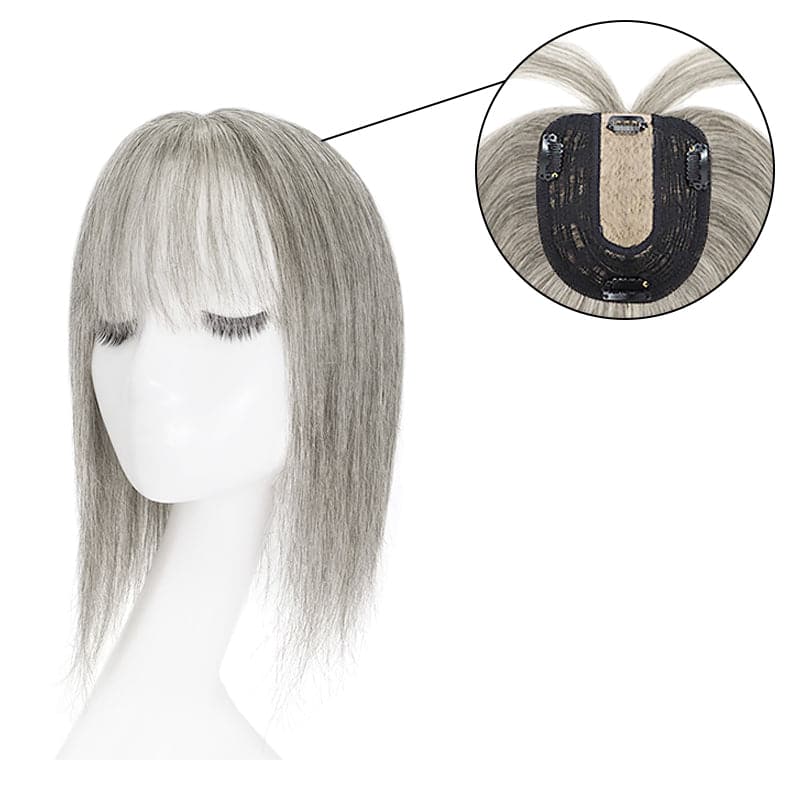 salt and pepper human hair topper