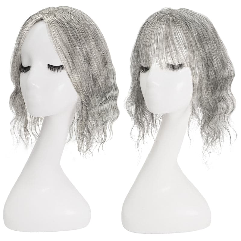 Susan ︳Mixed Grey 10*12 Silk Base Wavy Human Hair Topper E-LITCHI Hair