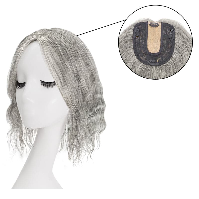 Grey Human Blond Topper | Hair Topper Blond | E-LITCHI Hair