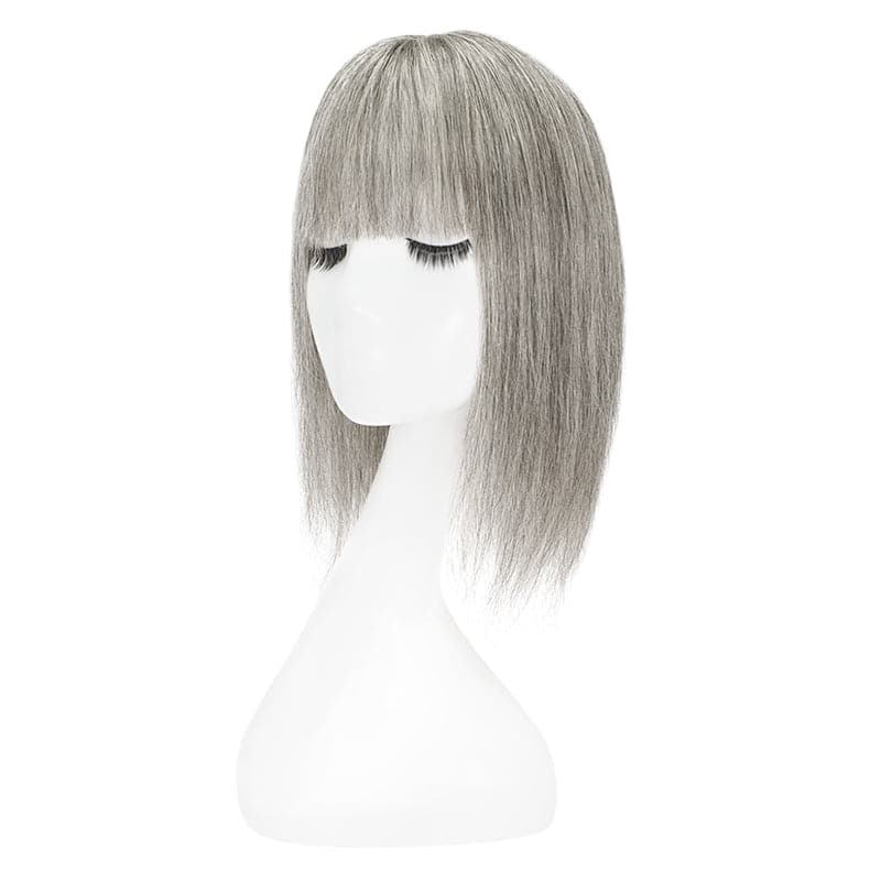 salt and pepper human hair topper
