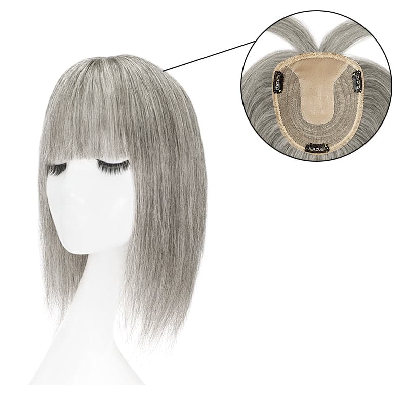 salt and pepper grey human hair toppers