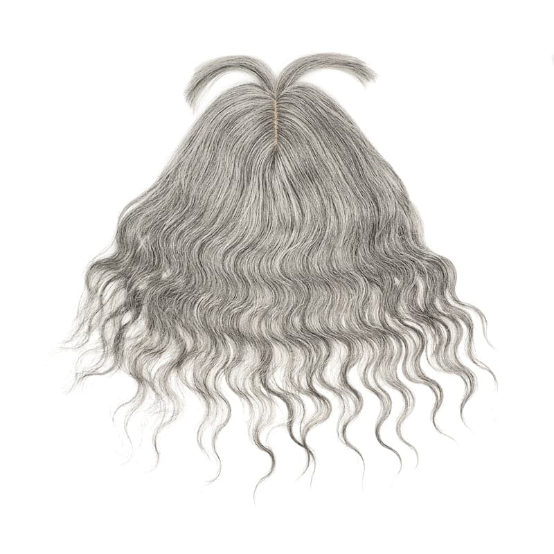 wavy salt and pepper grey human hair toppers