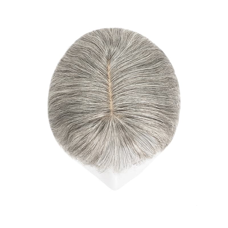 wavy salt and pepper grey human hair toppers