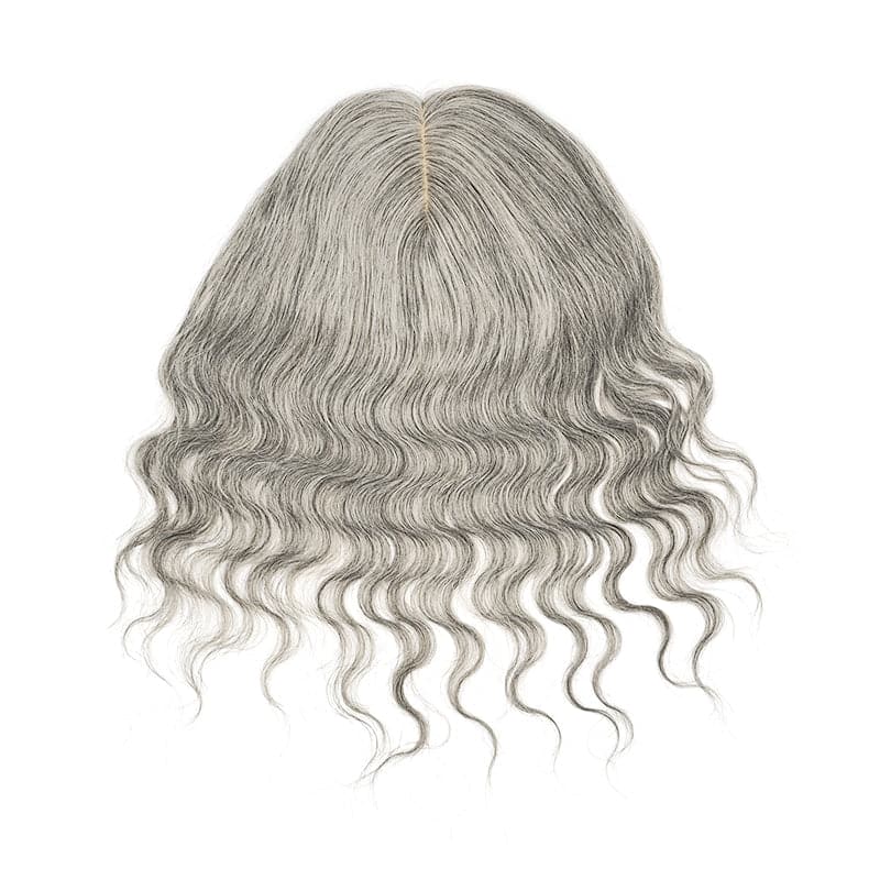 wavy salt and pepper grey human hair toppers