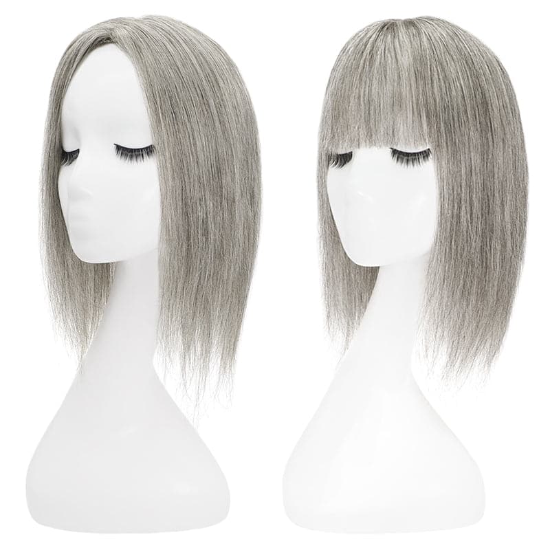 salt and pepper human hair topper