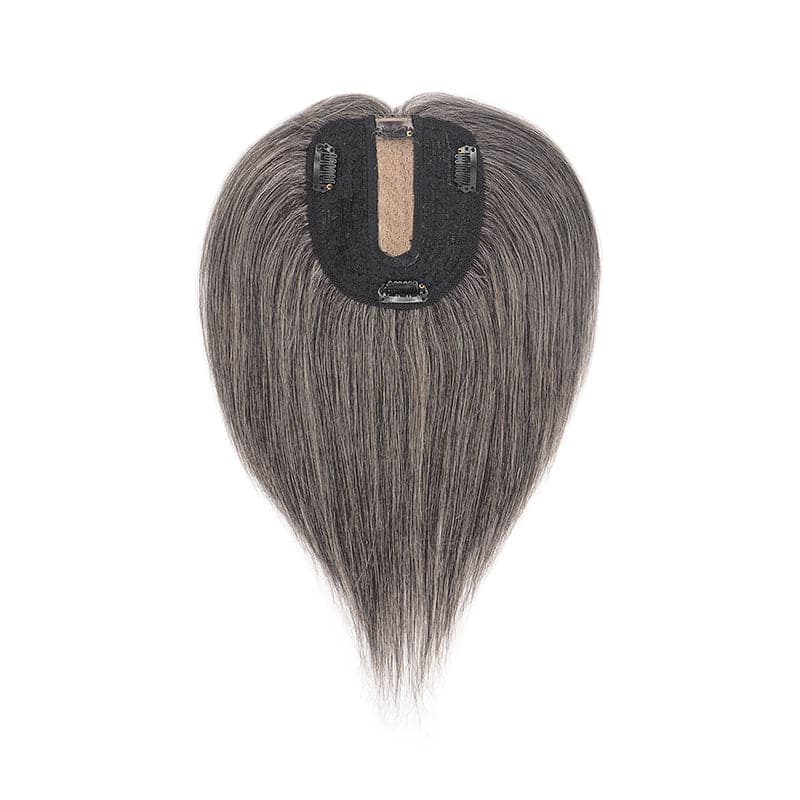 mixed grey human hair topper