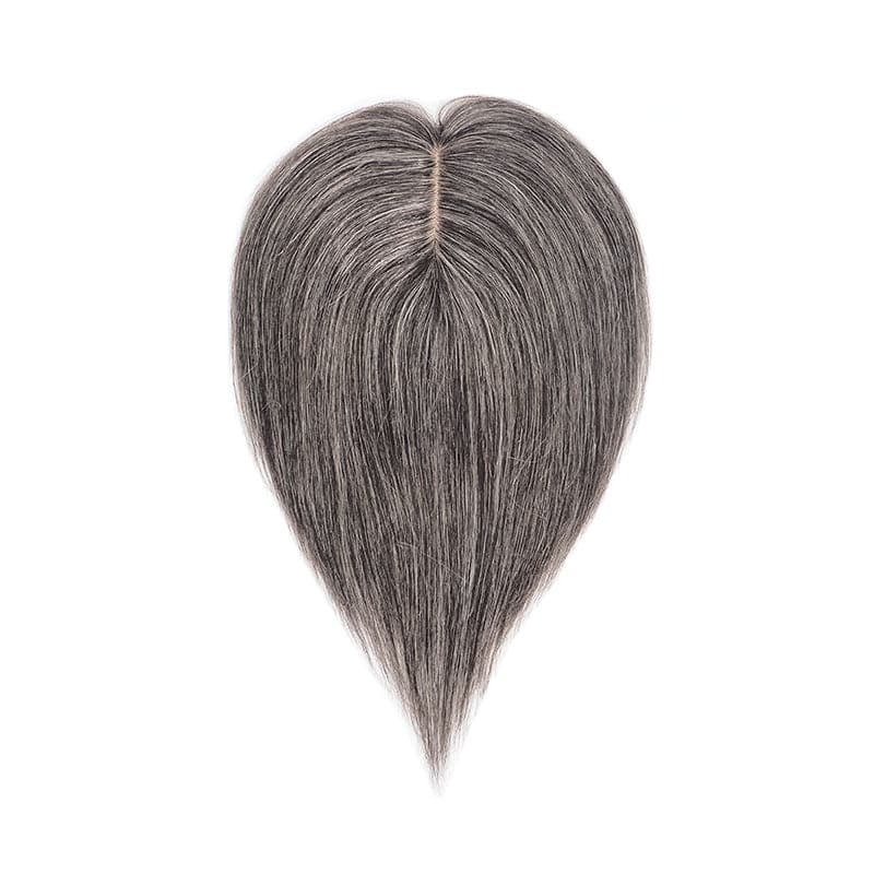 mixed grey human hair topper