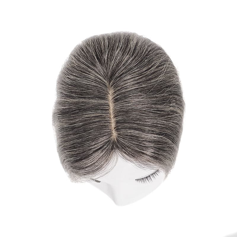 mixed grey human hair topper