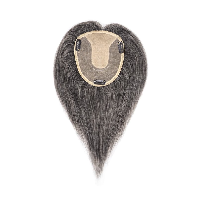 Mixed Grey Human Hair Topper For Thinning Hair 13*15cm Silk Base E-LITCHI
