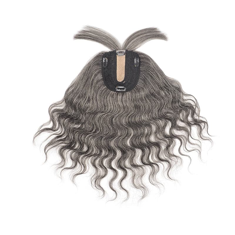 Susan ︳Mixed Grey 10*12 Silk Base Wavy Human Hair Topper E-LITCHI Hair