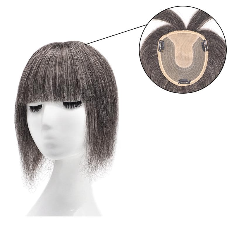Grey Straight Topper | Highlights Straight Topper | E-LITCHI Hair