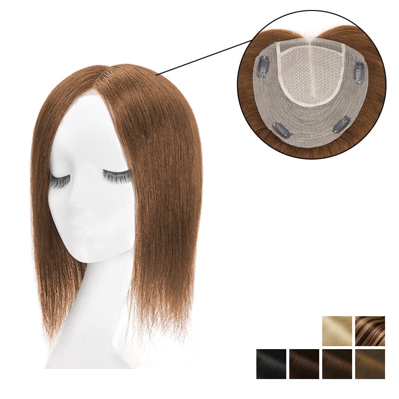 Lace Human Hair Topper 19*19cm Base For Hair Loss Black Brown Blonde All Shades