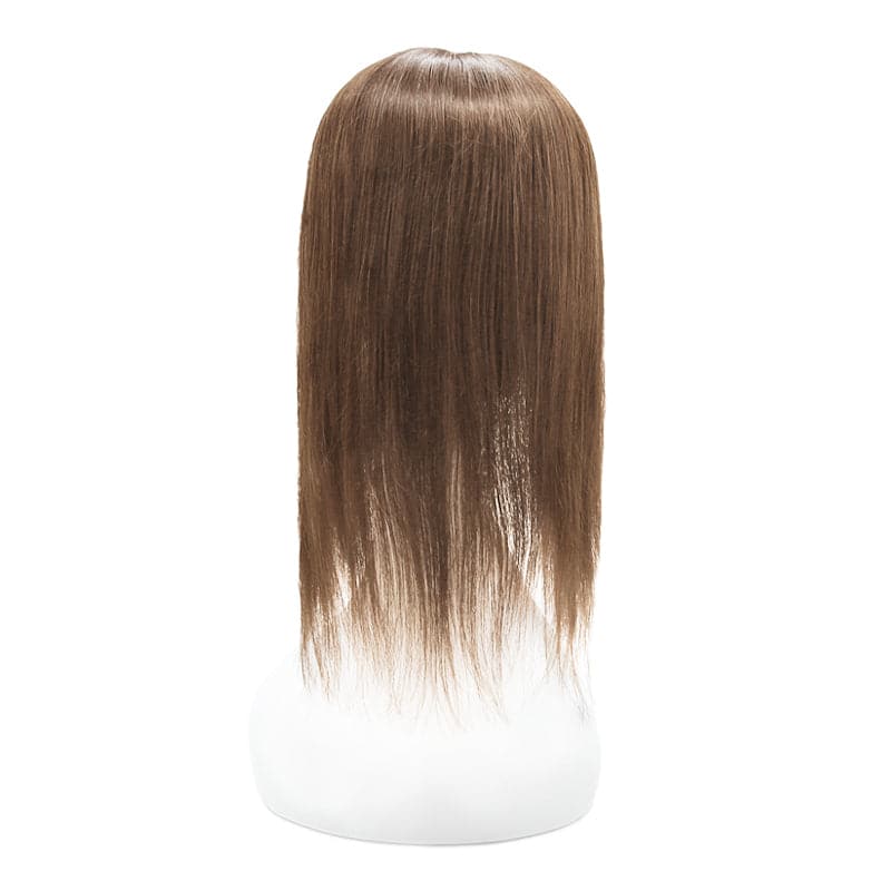 Human Hair Topper With Bangs Medium Brown 15*16cm Base E-LITCHI