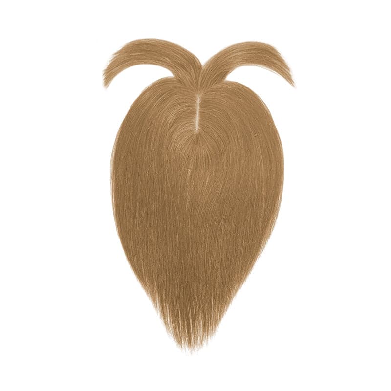 Light Brown Human Hair Topper With Bangs For Women Thinning Crown 7*13cm Base E-LITCHI Hair