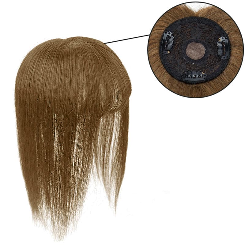 Brown 10*10 Base Human Hair Topper With Bang E-LITCHI