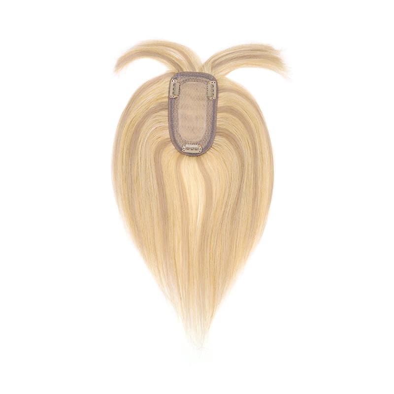 Blonde Highlights Human Hair Topper With Bangs For Women Thinning Crown 7*13cm Base E-LITCHI Hair