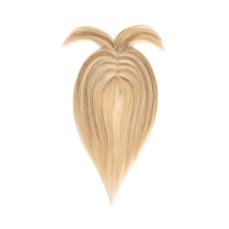 Blonde Highlights Human Hair Topper With Bangs For Women Thinning Crown 7*13cm Base E-LITCHI Hair