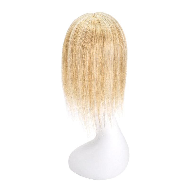 Blonde Highlights Human Hair Topper With Bangs For Women Thinning Crown 7*13cm Base E-LITCHI Hair