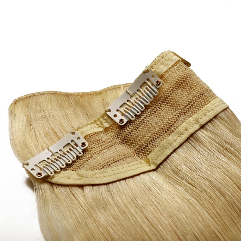 Blonde Clip In Human Hair Extensions Natural Straight Single Weft Light Volume E-LITCHI® Hair