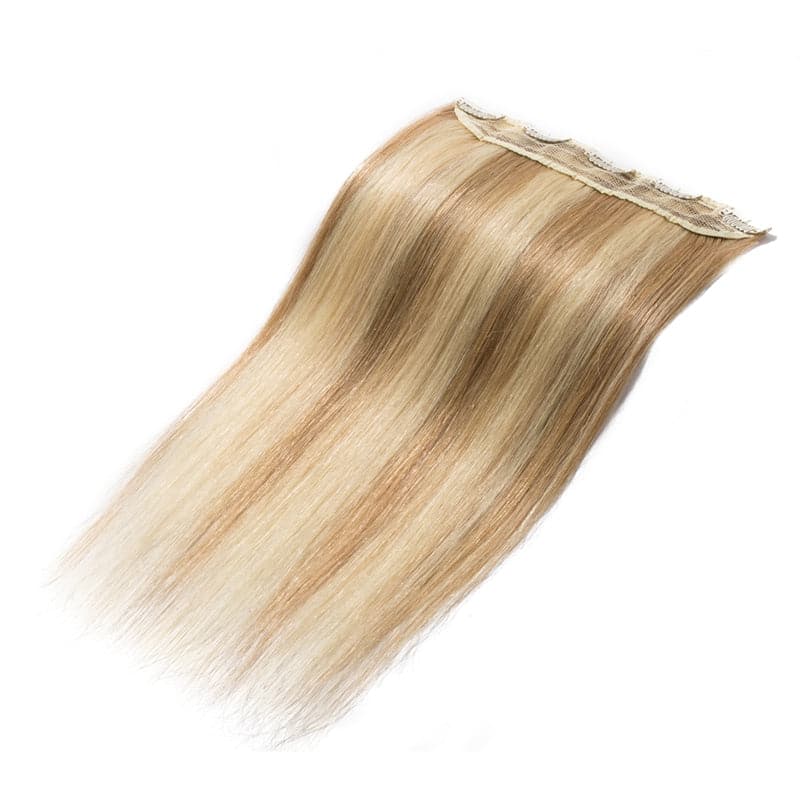 Caramel Highlights Clip In Human Hair Extensions Single Weft Light Volume E-LITCHI® Hair