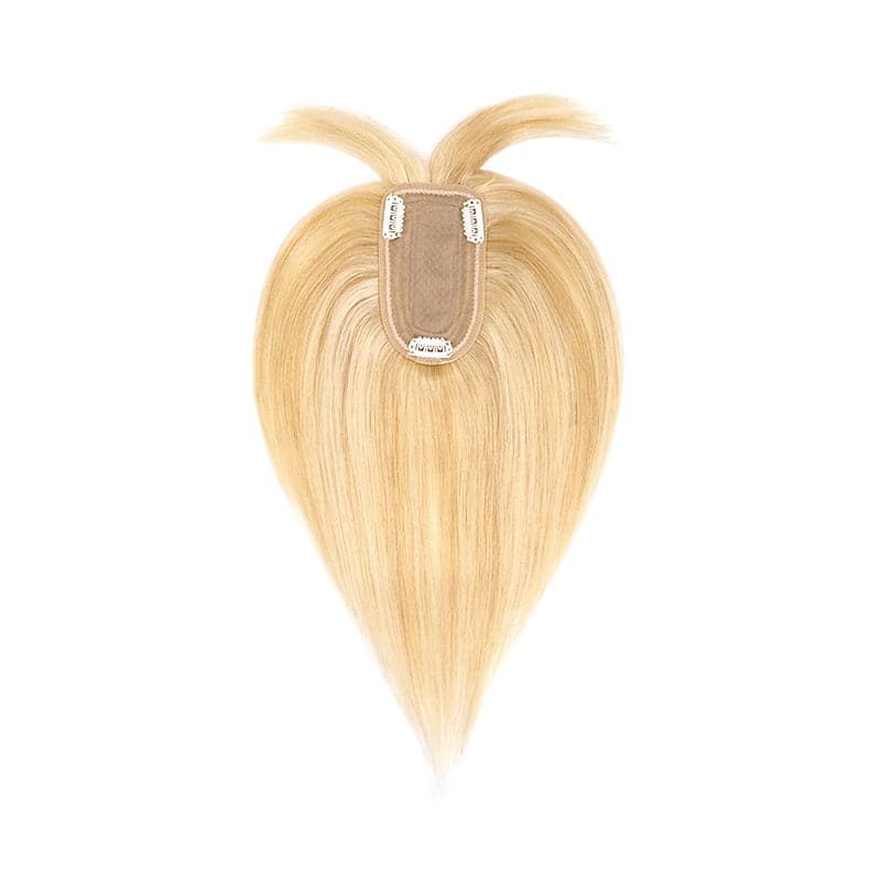 Blonde Highlights Human Hair Topper With Bangs For Women Thinning Crown 7*13cm Base E-LITCHI Hair