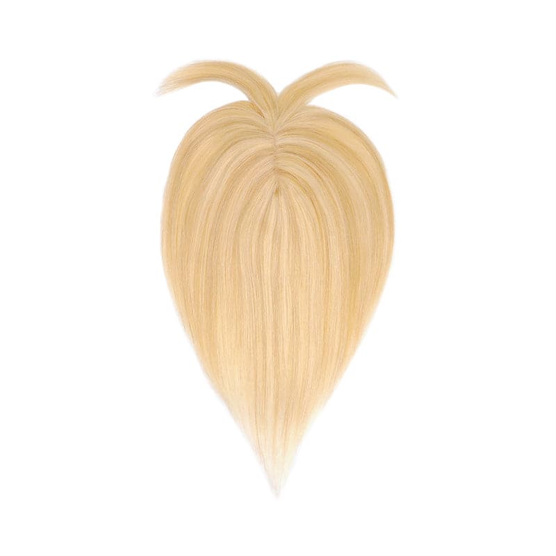 Blonde Highlights Human Hair Topper With Bangs For Women Thinning Crown 7*13cm Base E-LITCHI Hair