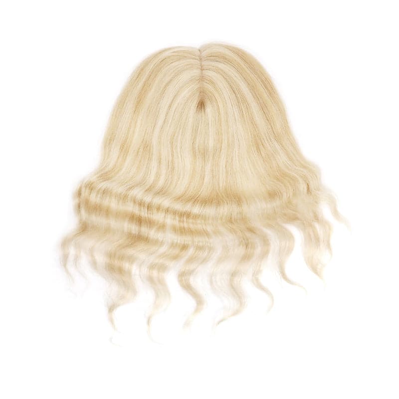 Wavy Human Hair Topper Blonde Highlights 13*15cm Silk Base E-LITCHI