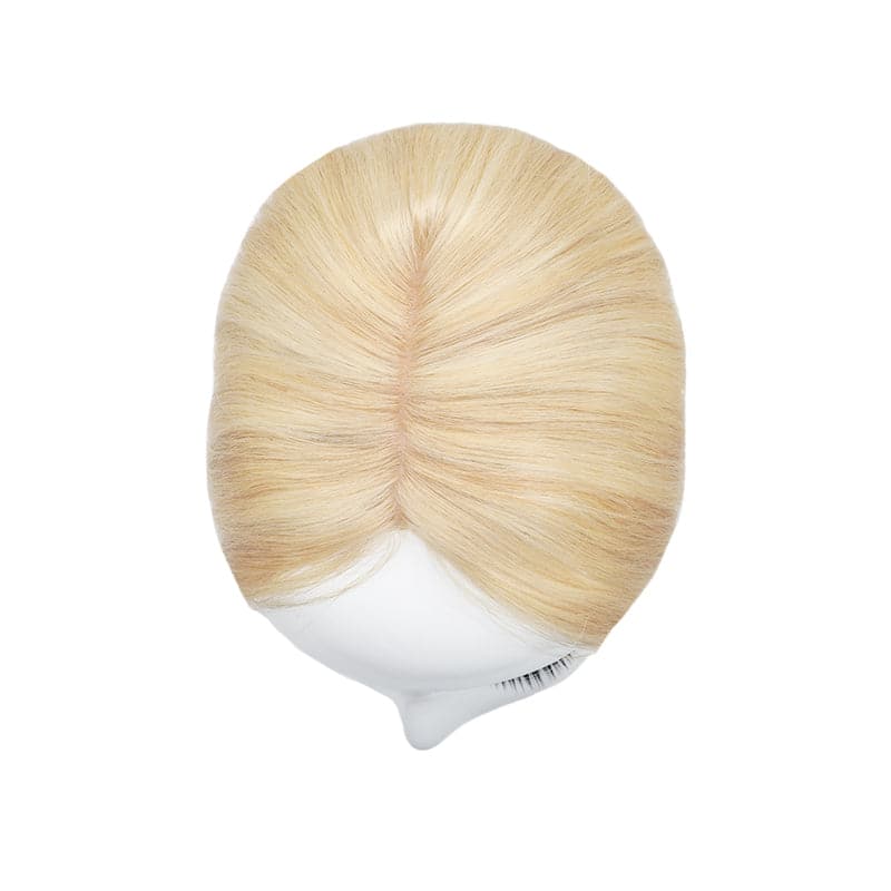 Wavy Human Hair Topper Blonde Highlights 13*15cm Silk Base E-LITCHI