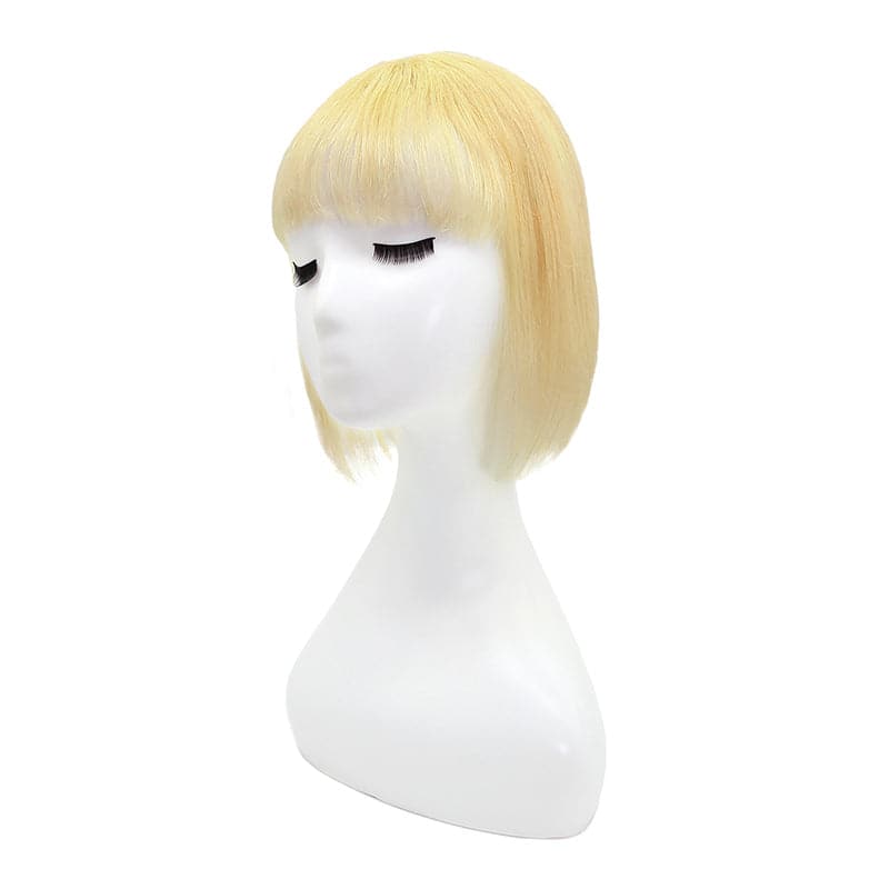 Susan ︳Natural Blonde Human Hair Topper With Bangs For Women Thinning Crown 10*12cm Silk Base E-LITCHI