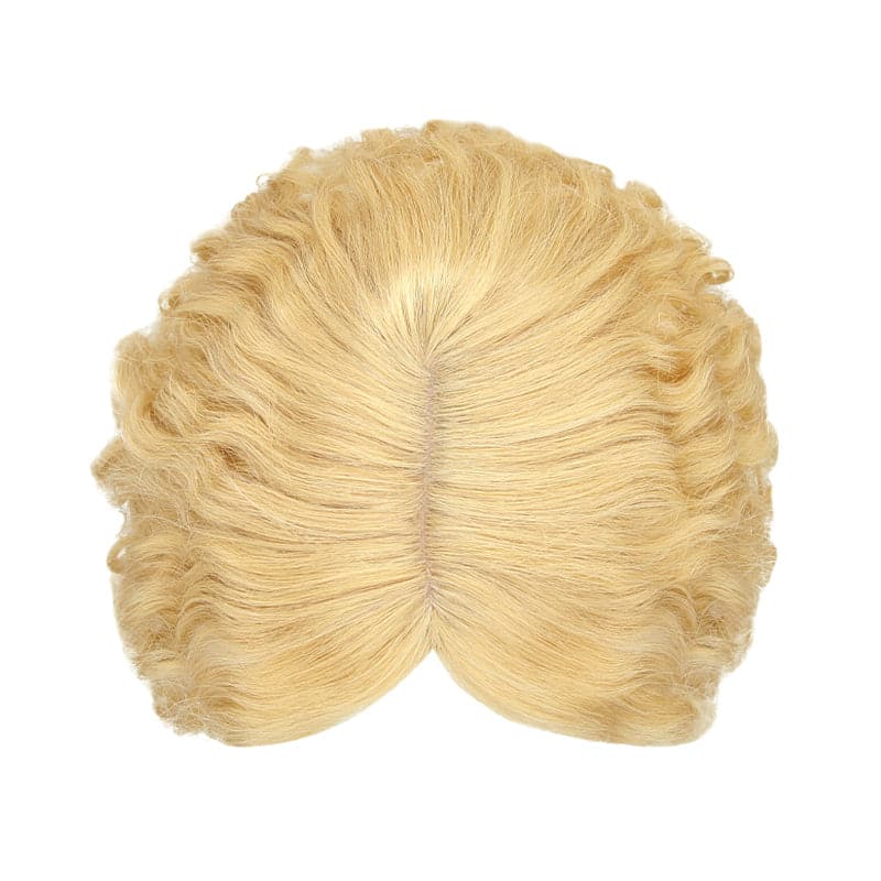 Susan ︳Curly Human Hair Topper For Thinning Crown 10*12cm Silk Base Natural Blonde E-LITCHI® Hair
