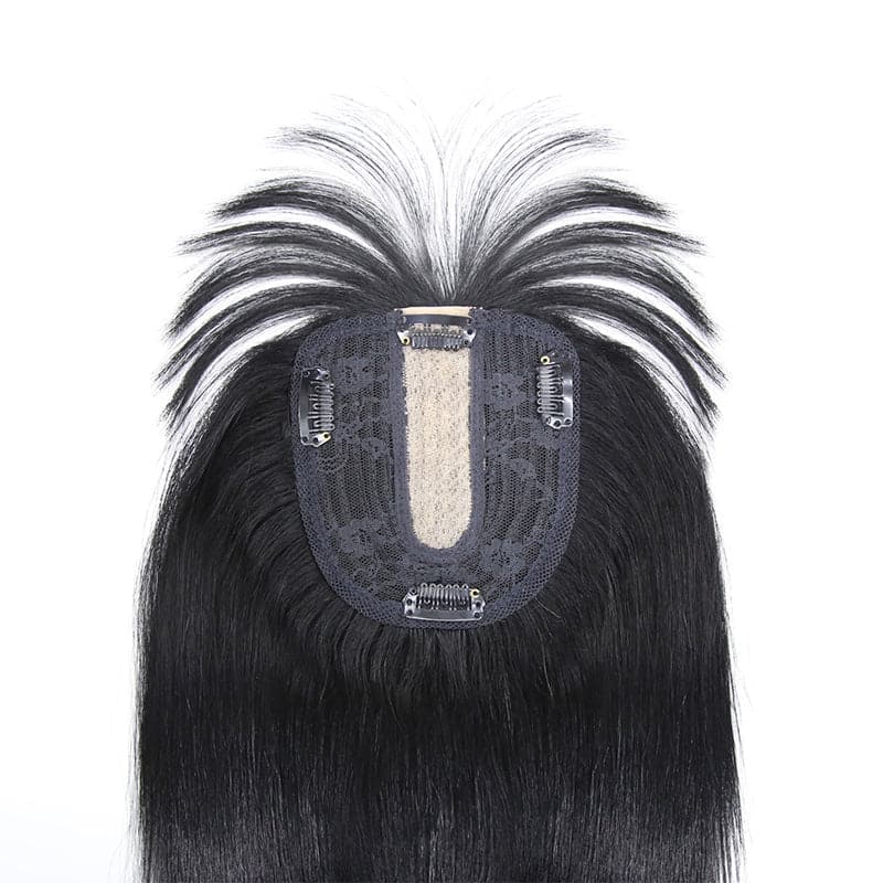 Susan ︳Natural Black Human Hair Topper With Bang For Women Thinning Crown 10*12cm Base E-LITCHI