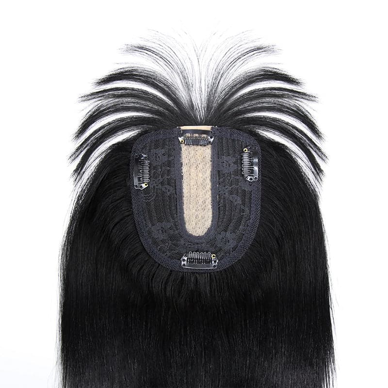 Susan ︳Jet Black Human Hair Topper With Bang For Women Thinning Crown 10*12cm Base E-LITCHI