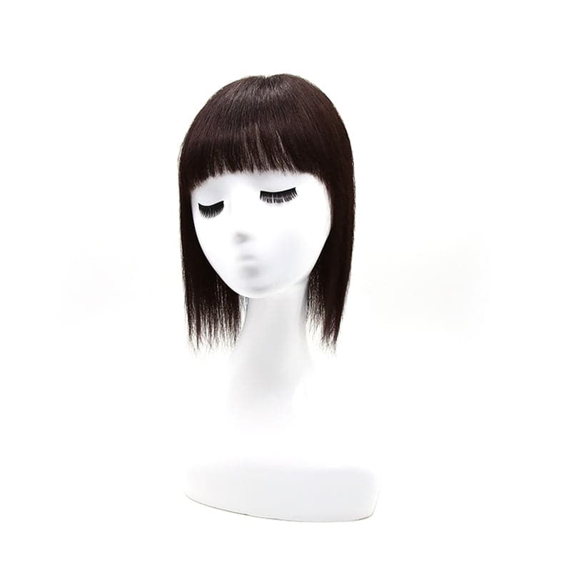 human hair topper with bangs