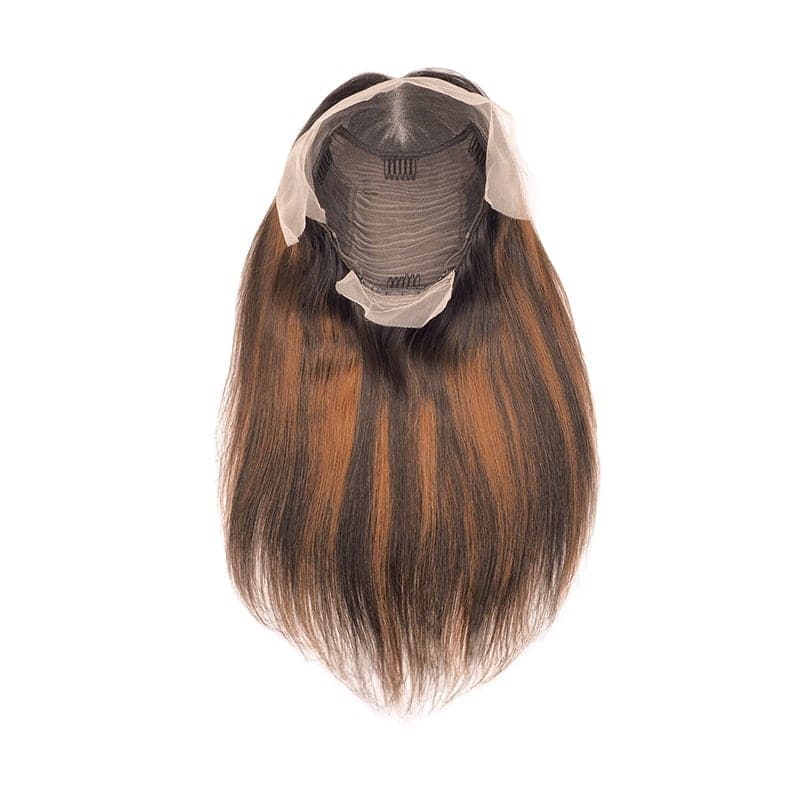 Lace Front Human Hair 13x4 Long Wigs Straight Black Ombre Mix Brown Middle Part E-LITCHI Hair