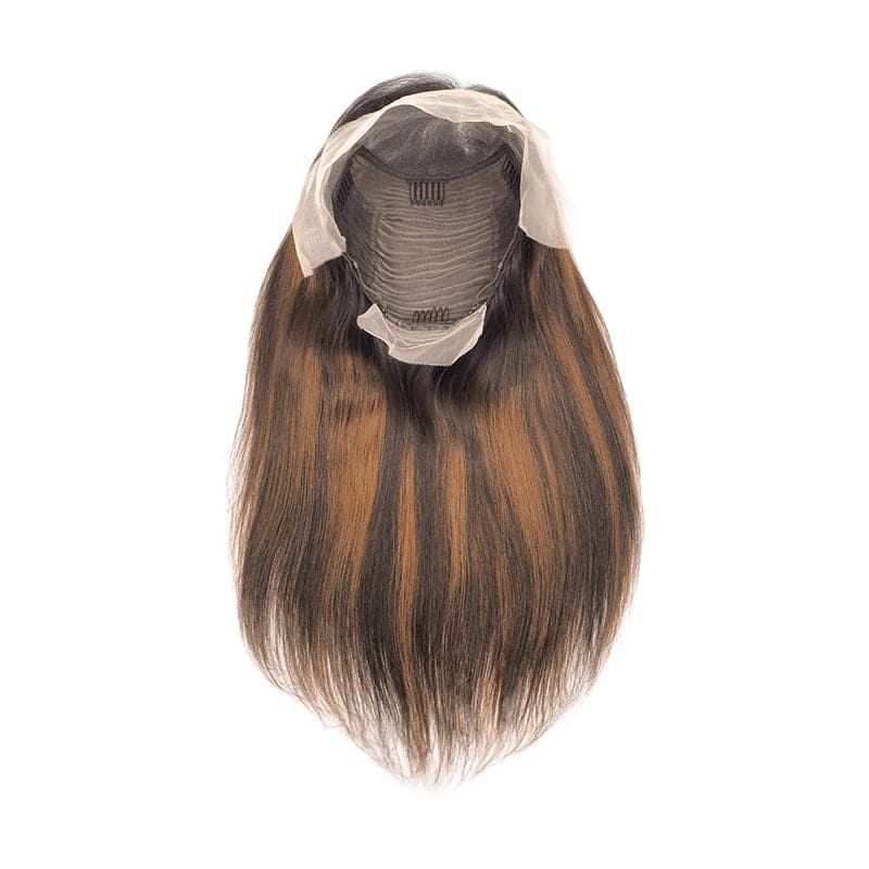 Lace Front 13x4 Human Hair Long Wigs Straight Black Ombre Mix Brown Side Part E-LITCHI Hair