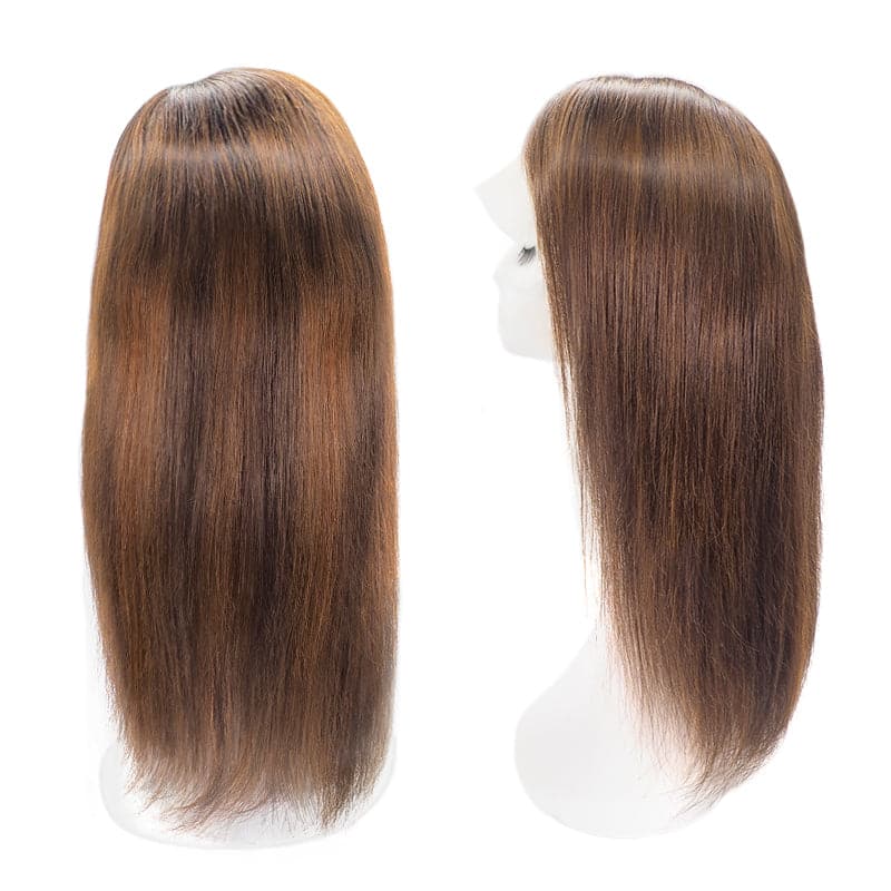 Lace Front 13x4 Human Hair Long Wigs Straight Black Ombre Mix Brown Side Part E-LITCHI Hair