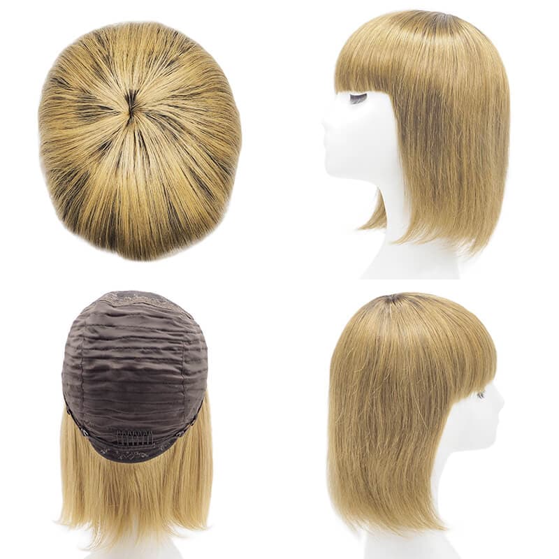 Bangs Capless Dark Blonde Wig | Bob Wigs Human Hair | E-LITCHI Hair