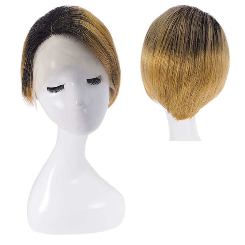 Human Hair Black Front Wig | Short Pixie Cut Wig | | E-LITCHI Hair
