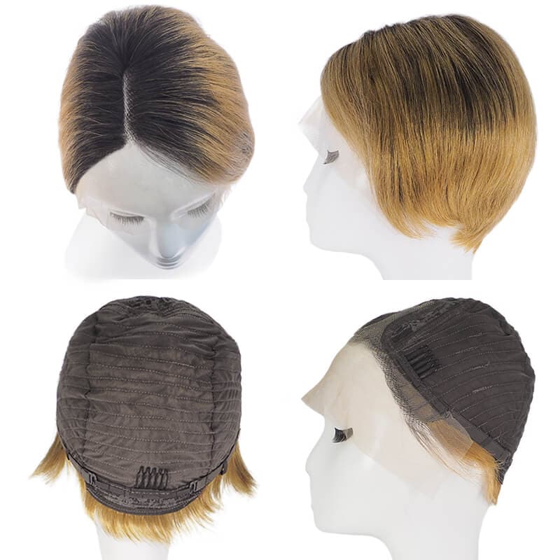 Human Hair Black Front Wig | Short Pixie Cut Wig | | E-LITCHI Hair