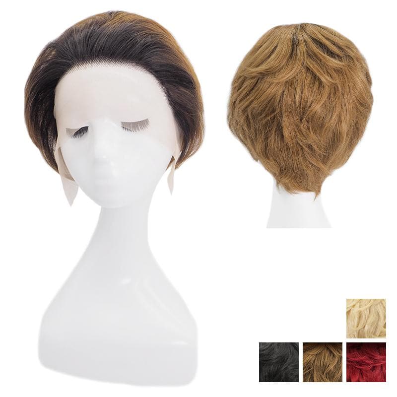 Short Pixie Cut Human Hair Wigs Lace Front Wavy Bob Wig Black Blonde & Ombre E-LITCHI Hair