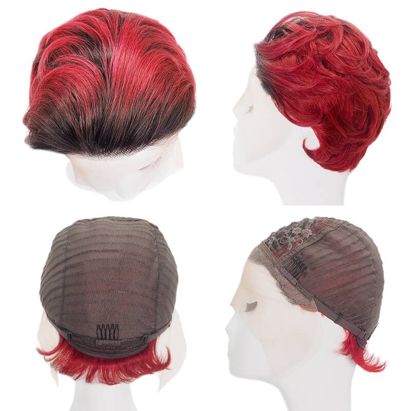 Short Pixie Cut Human Wig | Lace Front Wavy Bob Wig | E-LITCHI Hair