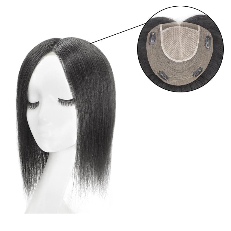 Premium Human Hair Lace Topper | Natural Black Topper | E-LITCHI Hair