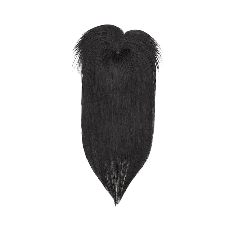Natural Black Human Hair Topper With Bang For Women Thinning Crown 10*10cm Base E-LITCHI