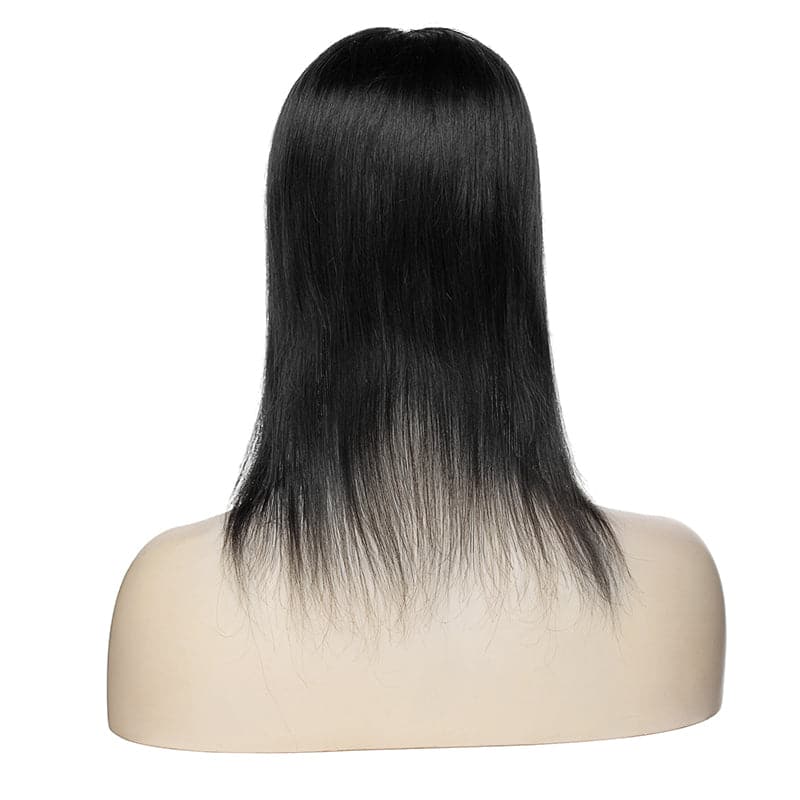 Natural Black Human Hair Topper With Bang For Women Thinning Crown 10*10cm Base E-LITCHI